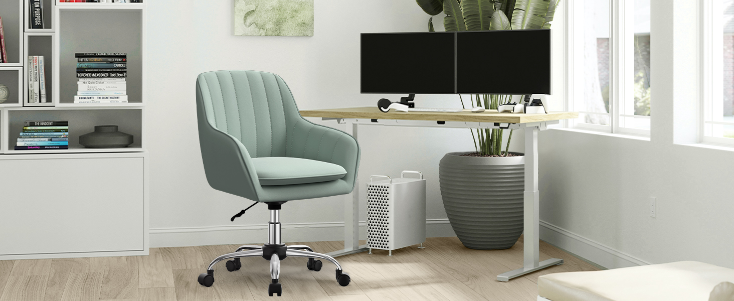 Крісло для робочого столу Daccormax, крісло для туалетного столика, обертове крісло до 150 кг, офісне крісло з регулюванням висоти, крісло для дому з м'якою оксамитовою оббивкою, комфортне для робочого кабінету, спальні, офісу, рожеве (темно-зелене)