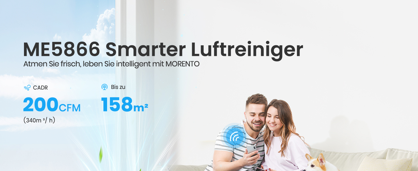 Повітряний очисник для алергіків та курців, CADR 340 м³/год, монітор PM 2,5, WiFi та Alexa, 4 режими