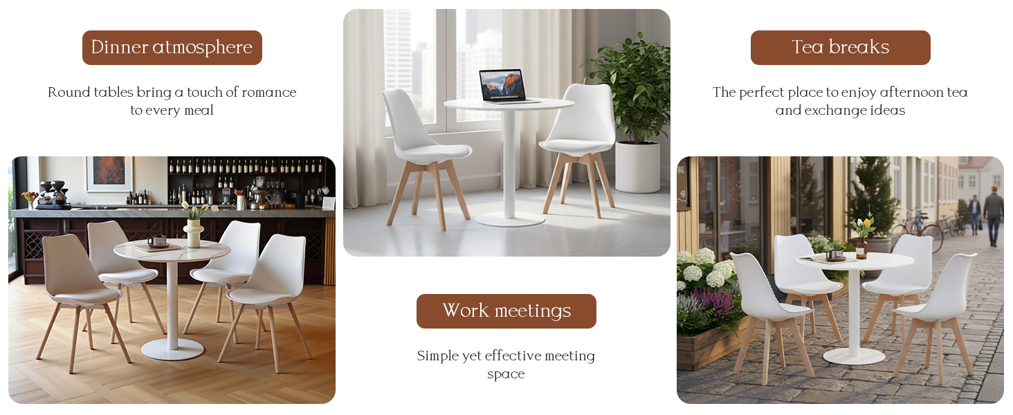 Круглий обідній стіл для кухні, вітальні, балкону - 70x70 см, білий