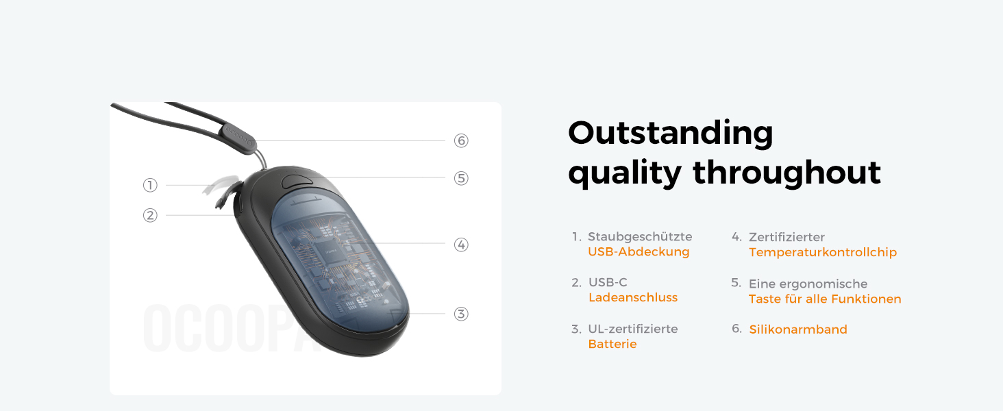 Електричні грілки для рук OCOOPA 2 шт. з магнітом, 5000mAh, 3 режими нагріву, компактні, для рукавичок, зими