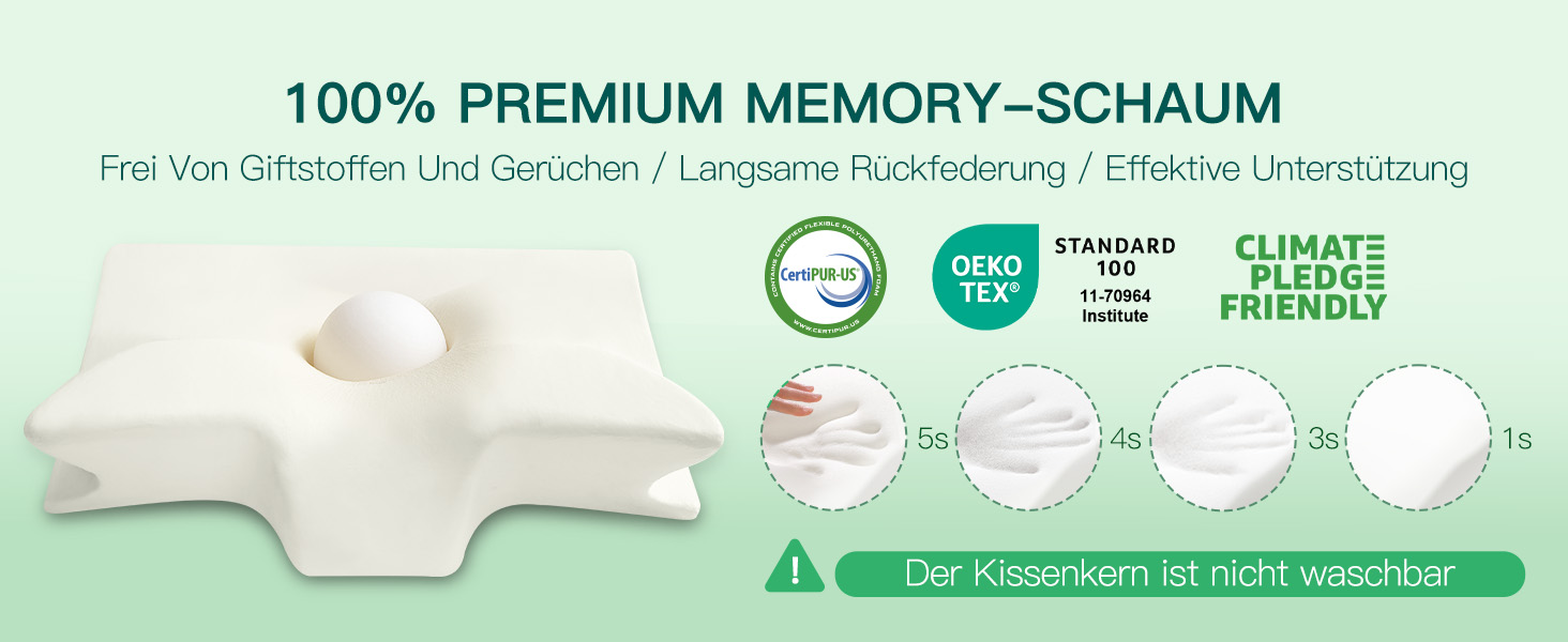 Подушка для шиї з піни Memory Foam 2-в-1, ергономічна, 60x40x12/14 см, біла - для спини, боку та живота