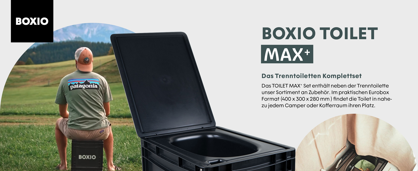 Мобільний роздільний сухий туалет BOXIO Toilet Max+: комплект для подорожей та кемпінгу