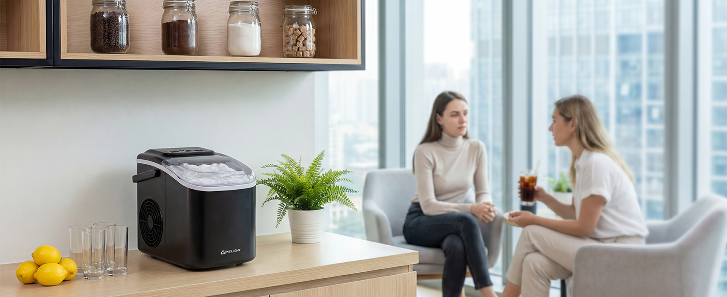 Льодогенератор Klarstein Ice Maker – Швидке виробництво льоду (12 кг/24 год), 2 розміри кубиків, самоочищення, для дому, кухні, офісу, бару – Чорний