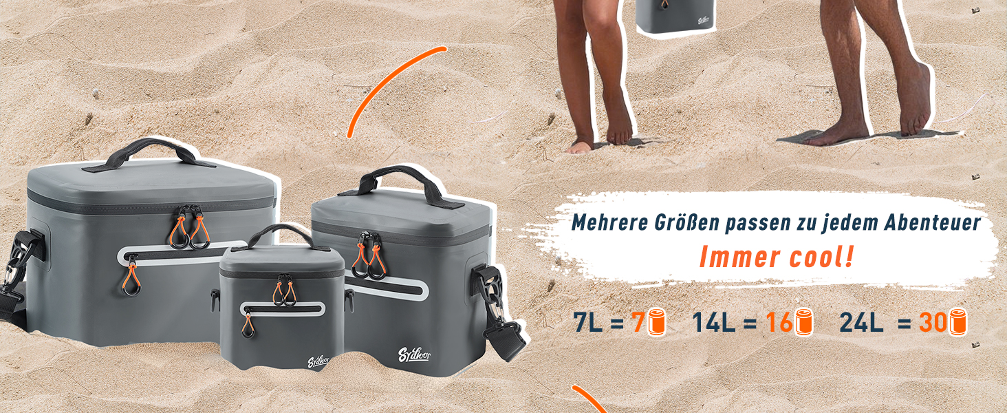 Термосумка-холодильник 14л ізольована водонепроникна темно-сіра для кемпінгу, пікніка, пляжу та грилю