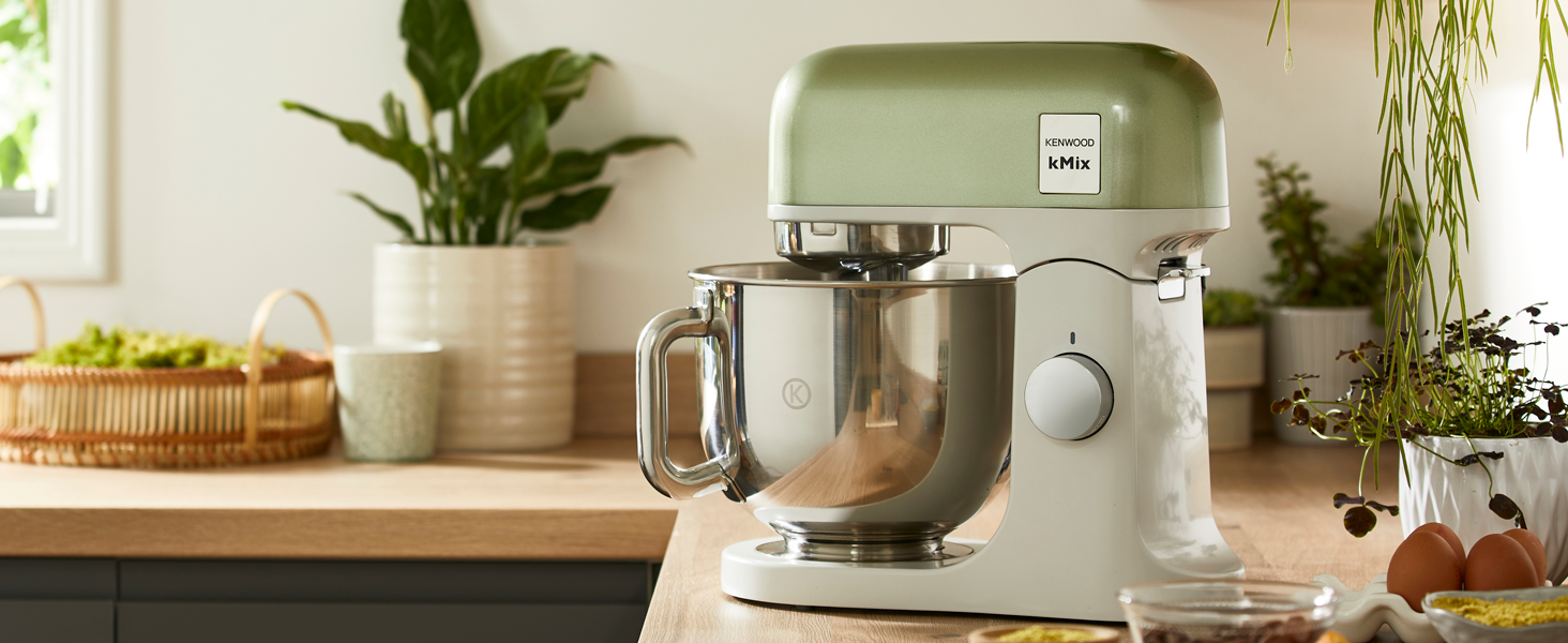 Кухонна машина Kenwood kMix Editions KMX760BC, 1000 Вт, чаша з нержавіючої сталі 5 л, набір для кондитерських виробів та захист від бризок, Зелений металік