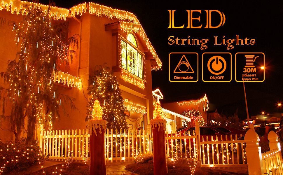 LED гірлянда для дому та саду 50м, 500 LED, мідний дріт, зірковий ефект, димування, пульт, вологостійка, для декору, на Новий Рік