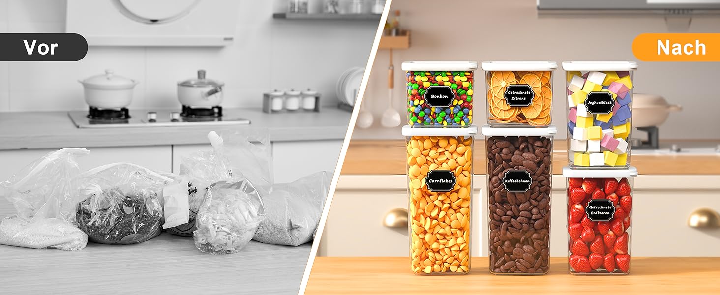 Герметичні контейнери для зберігання продуктів з кришкою, набір 6 шт (до 1,8л)