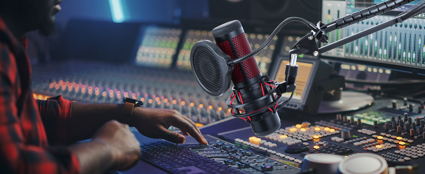 Стійка для мікрофона HyperX QuadCast з поп-фільтром та тримачем YOUSHARES - сумісна з QuadCast S, Fifine AM8, Blue Yeti, Razer Seiren Mini V3