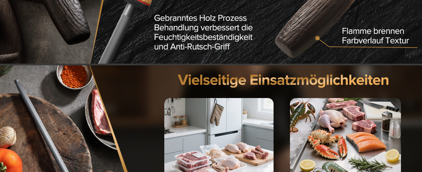 Набір кухонних ножів XINZUO Damaststahl: професійний шеф-ніж, кухонні ножі з дамаської сталі, преміум-якість, ергономічна ручка з білого дуба, серія Mo (заточувач у комплекті)