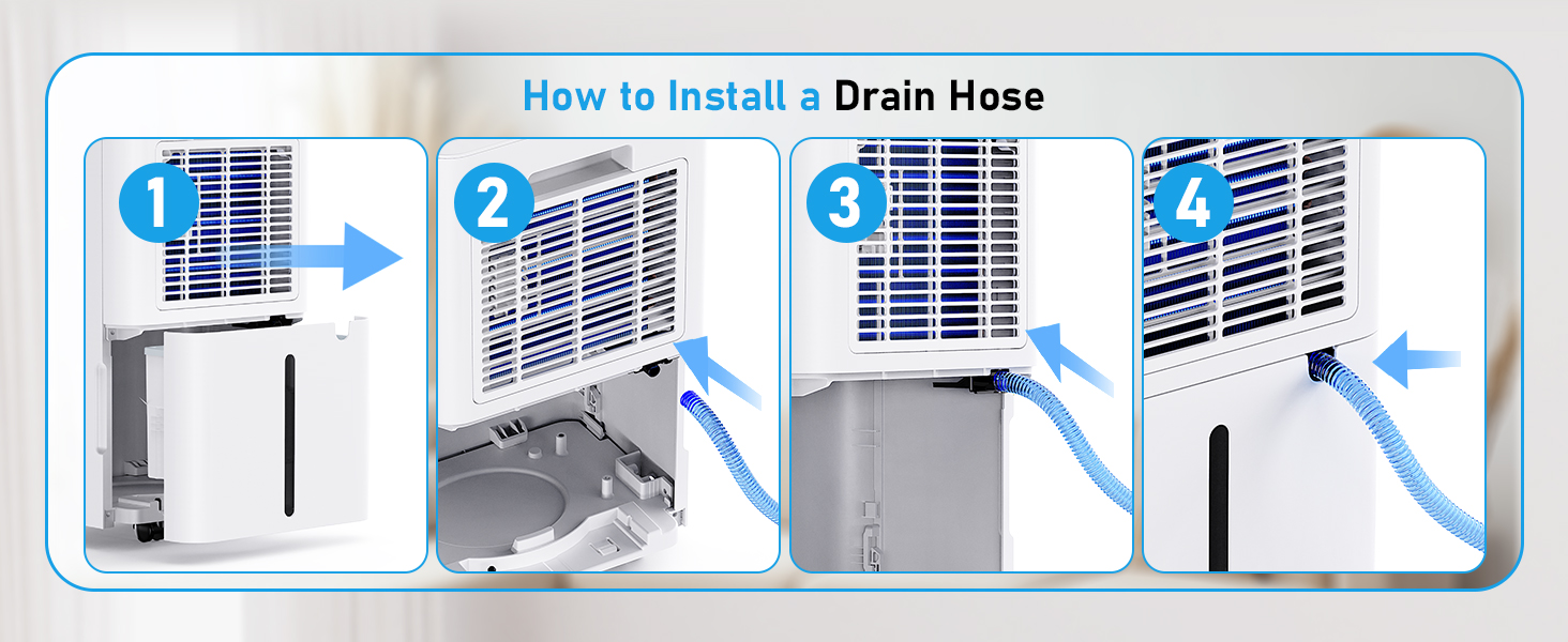 Електричний осушувач повітря 12л/день з таймером 24г, 3 режими, автовимкнення, шланг для зливу, для приміщень до 100м³, білий