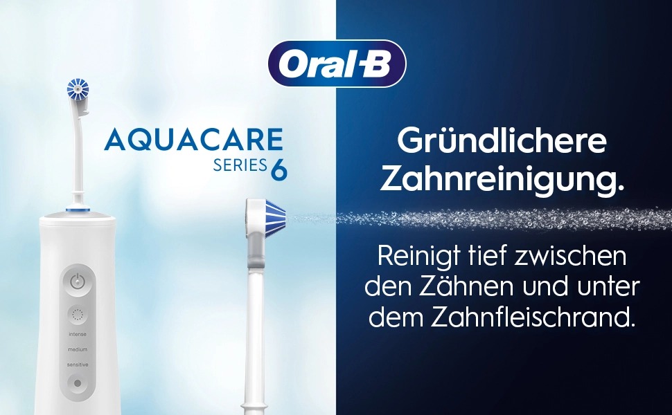 Іригатор Oral-B Oral Health Center з 2 насадками, для очищення міжзубного простору, з Oxyjet-технологією, 5 рівнів тиску, білий/блакитний