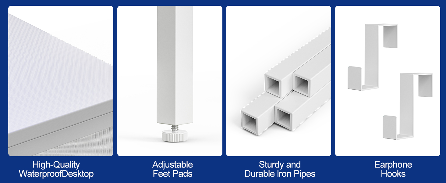 Ігровий стіл Grandder 120 см з розеткою та LED-підсвіткою, білий. Комп'ютерний стіл з регульованими полицями та ящиком, для дому та офісу 120 x 50 см