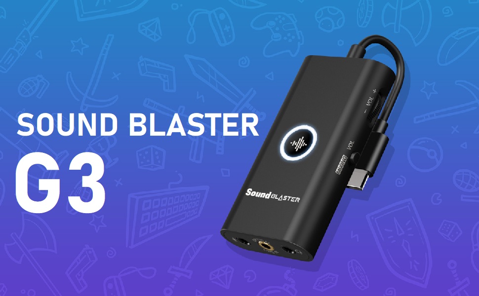 Портативна ігрова звукова карта Creative Sound Blaster G3 USB-C DAC, сумісна з PS5, PS4, Switch, ПК, Mac