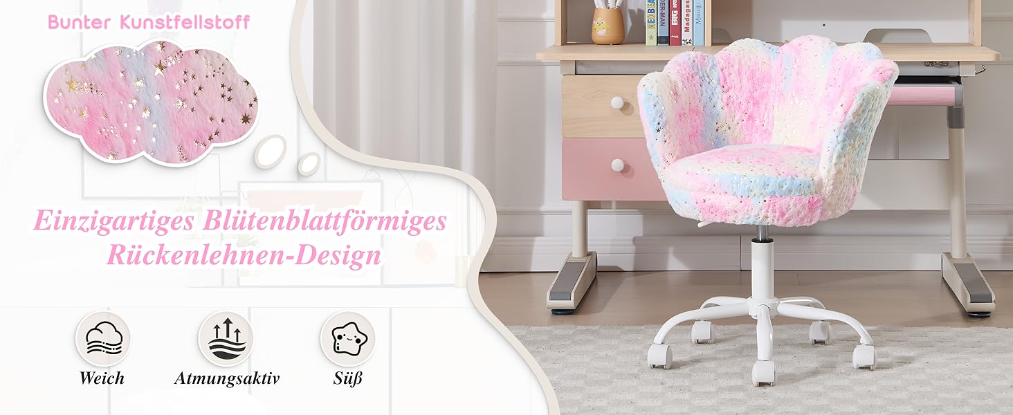 Дитячий стіл-крісло регульоване, поворотне крісло з оксамиту, крісло для навчання для дівчаток, кольоровий рожевий