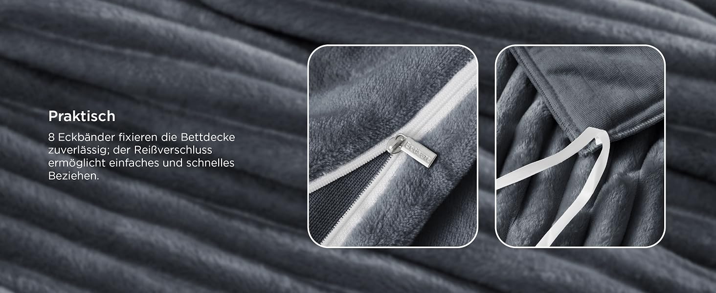 Комплект фланелевої постільної білизни BEDSURE, 3 предмети, колір натуральний, 200x200 см