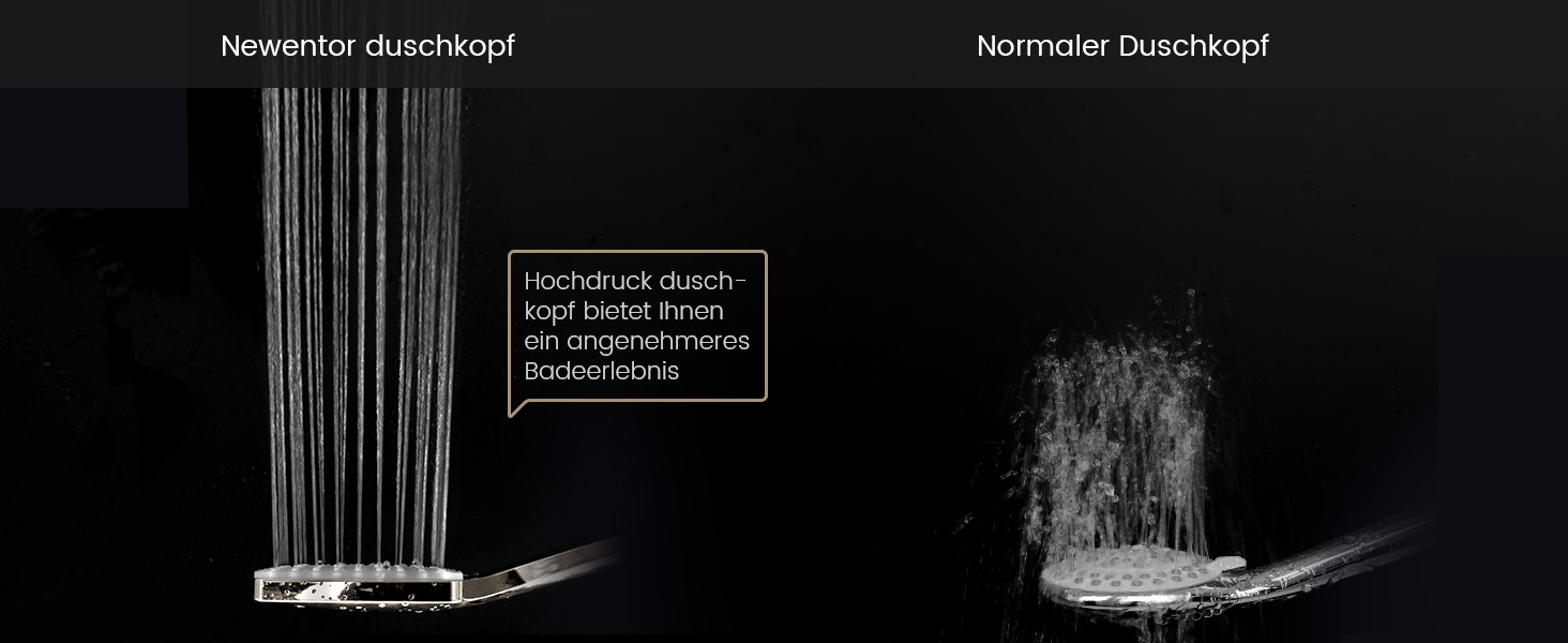 Насадка для душу Newentor з 6 режимами, велика, економна, високого тиску, золота (без шланга)