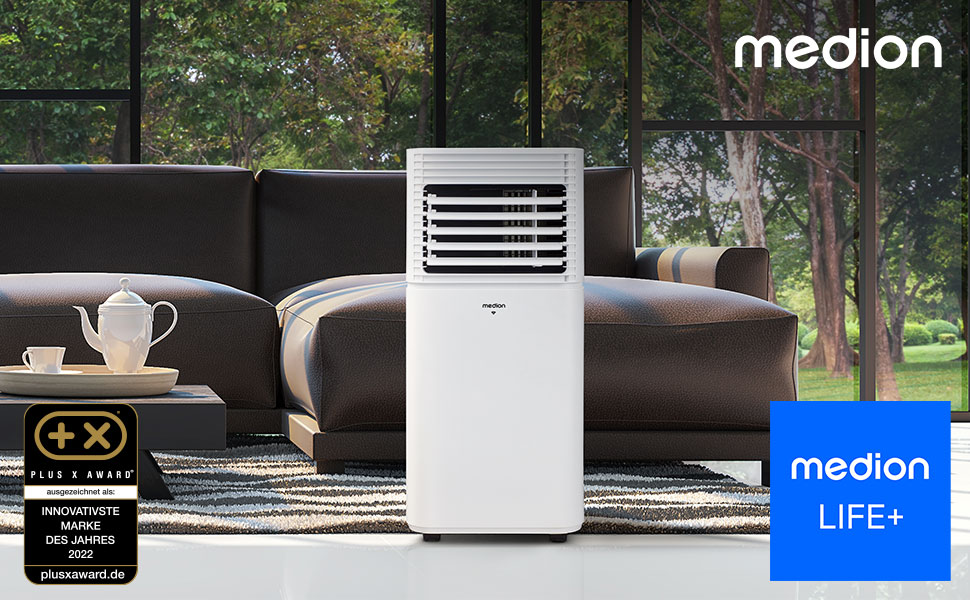 Мобільний кондиціонер MEDION P901 9000 BTU, 32 м, 3в1, додаток/голосове керування, з віконним ущільнювачем