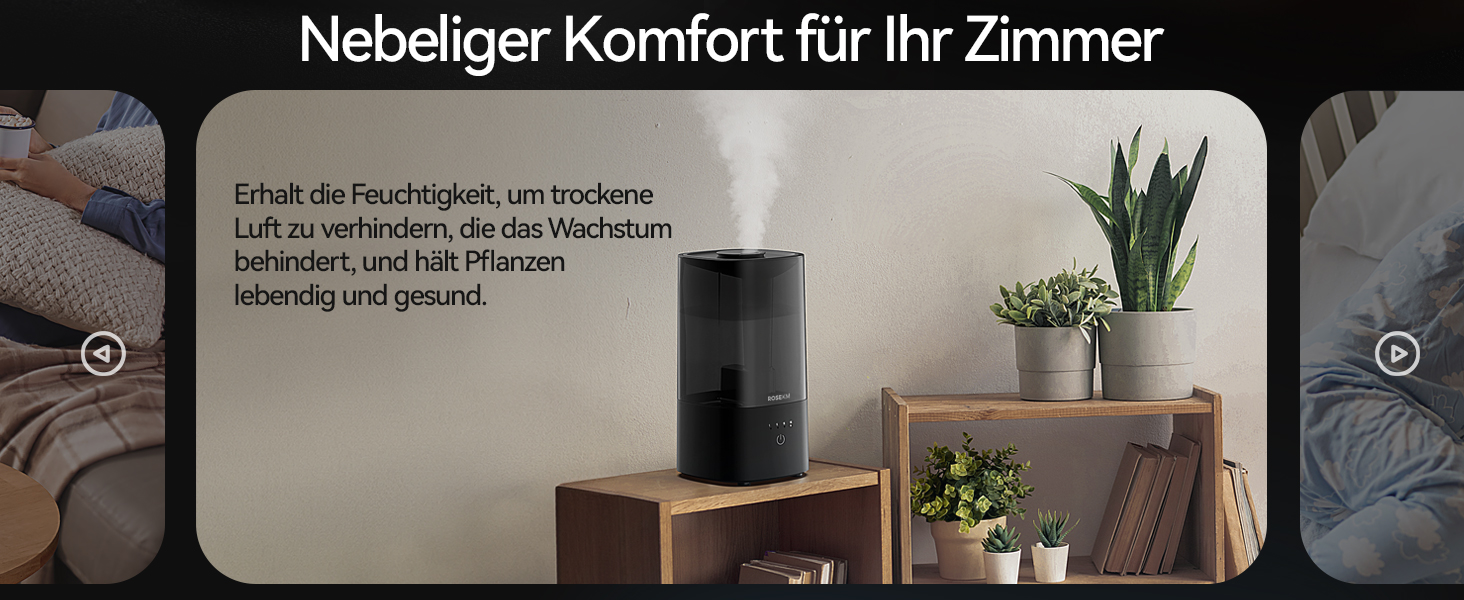 Зволожувач повітря автоматичний для спальні та великих приміщень 4.5л, з таймером, сенсором вологості, до 18 годин роботи, автовимкнення, 360° розпилення (Чорний)