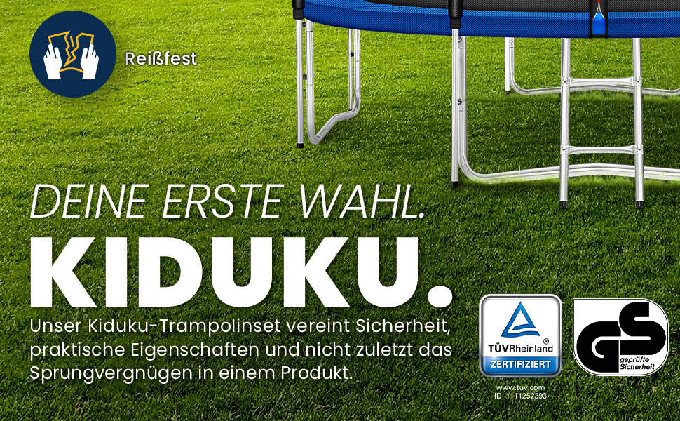 Батут KIDUKU Ø 244/305/366/427 см з сіткою, драбиною та захисним покриттям | Для дітей та дорослих до 150 кг | Садовий батут