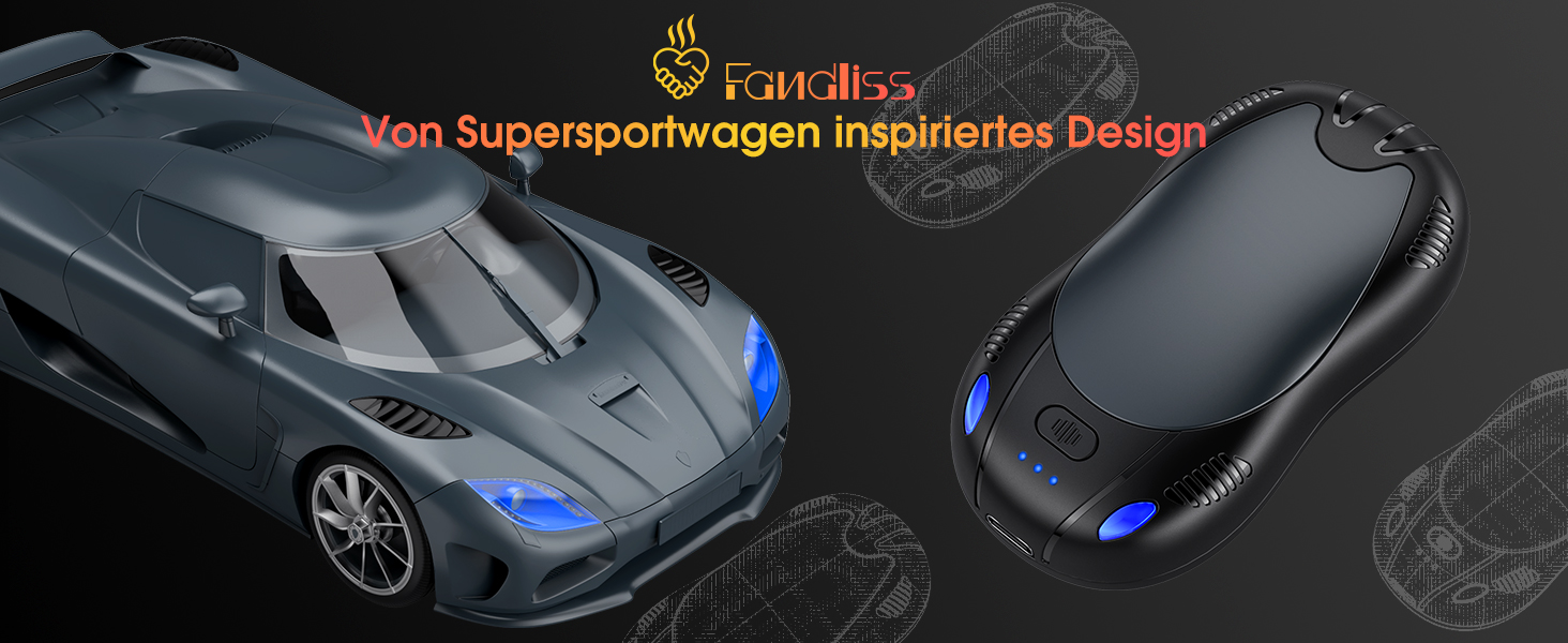 Електричні грілки для рук FANDLISS з акумулятором 10000mAh, двосторонній нагрів, магнітний набір 2 шт., USB, 3 режими нагріву, для кемпінгу та активного відпочинку, подарунок