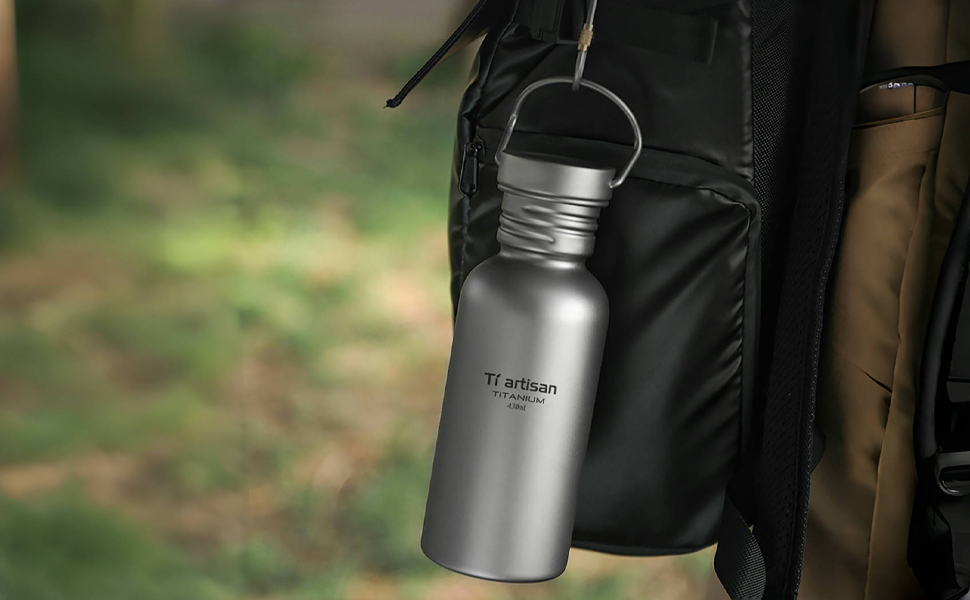 Титанова фляга Ti Artisan Titan-Trinkflasche 430 мл: спортивна, легка, герметична для кемпінгу, туризму, велоспорту