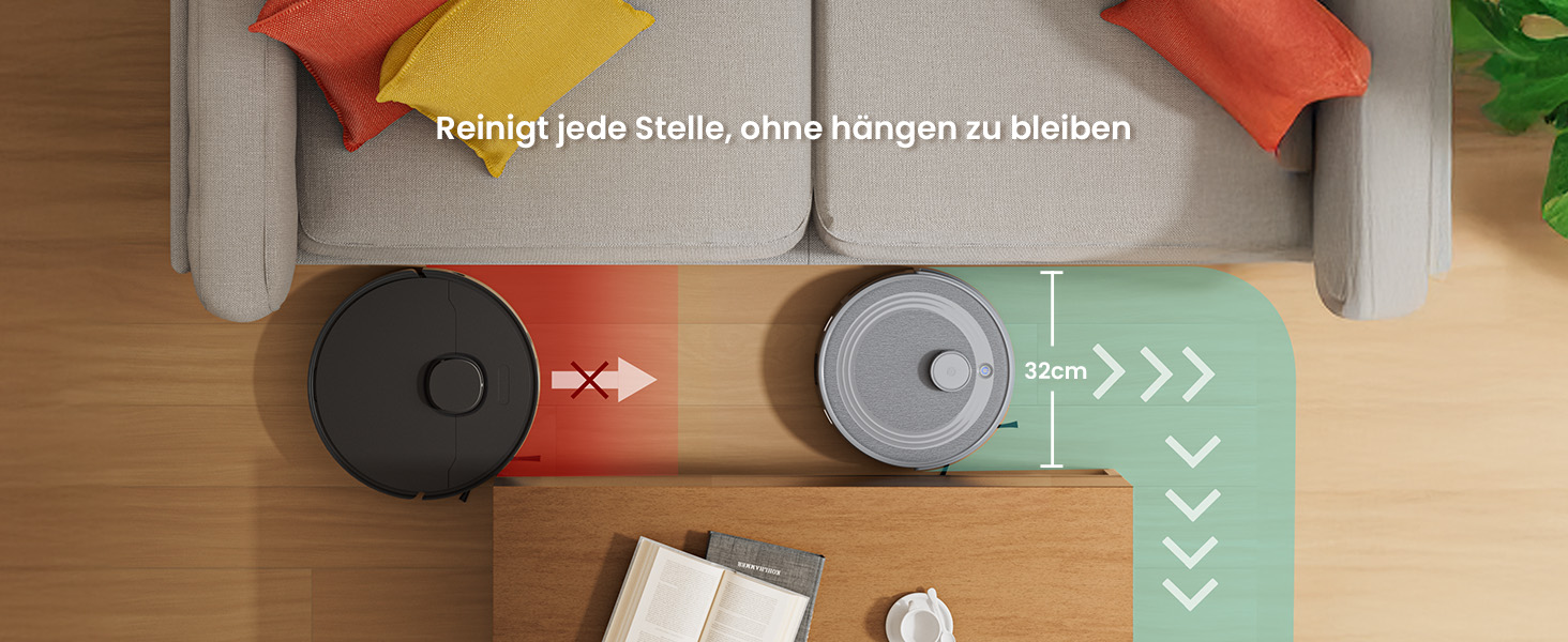 Робот-пилосос LEFANT M2 з функцією миття, LiDAR-навігація, зони заборони, потужність 6000Pa, час роботи 140 хв, багатоступеневе мапування, для шерсті тварин, килимів та твердих підлог M2-G