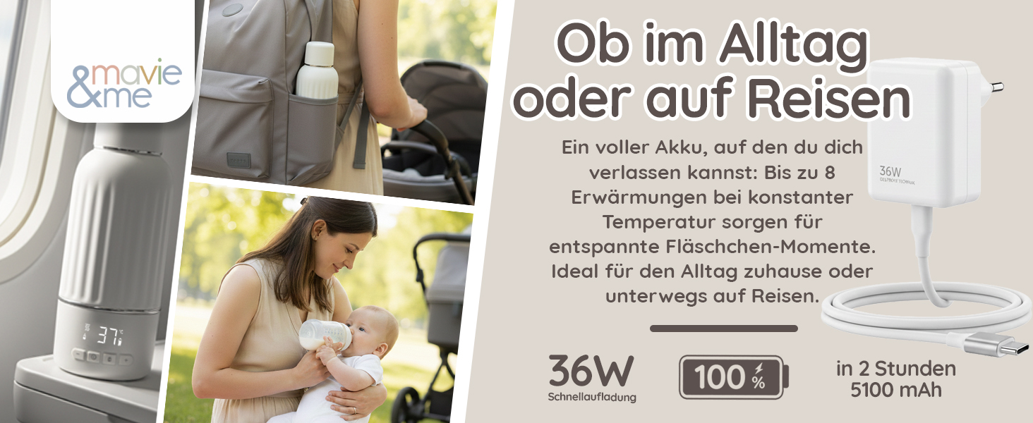 Підігрівач для пляшечок Baby 500 мл, швидкий нагрів за 3 хв, BPA-free, стерилізація, портативний, акумуляторний, білий матовий