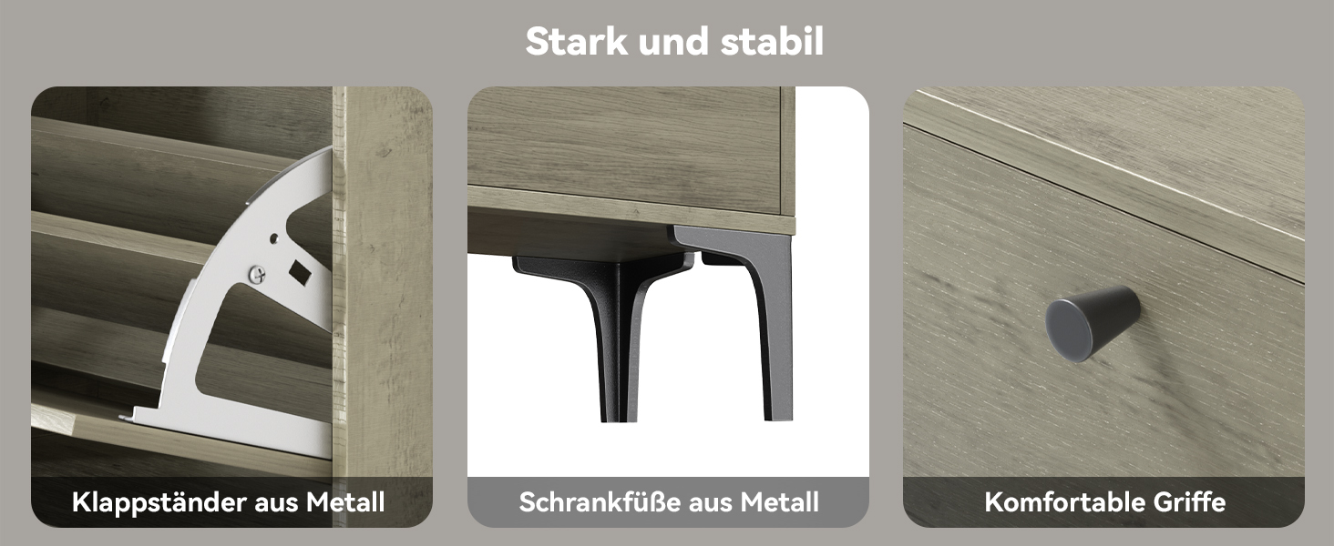 Взуттєва шафа Dripex, вузька, з 2 висувними ящиками-кипперами, металеві ніжки, для прихожей, вітальні, 80x24x100 см, білий (60 см, сірий)