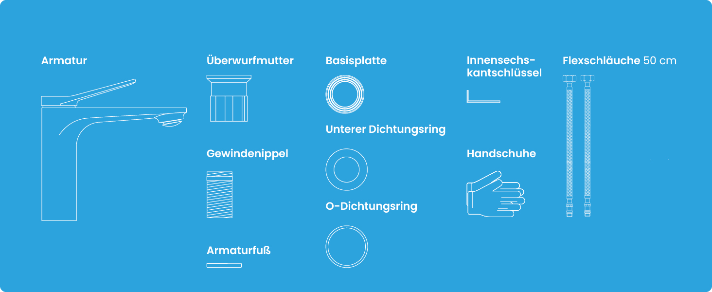 Змішувач для умивальника Bächlein Aldeya чорний матовий з монтажним комплектом, високий однорідний змішувач для накладної раковини