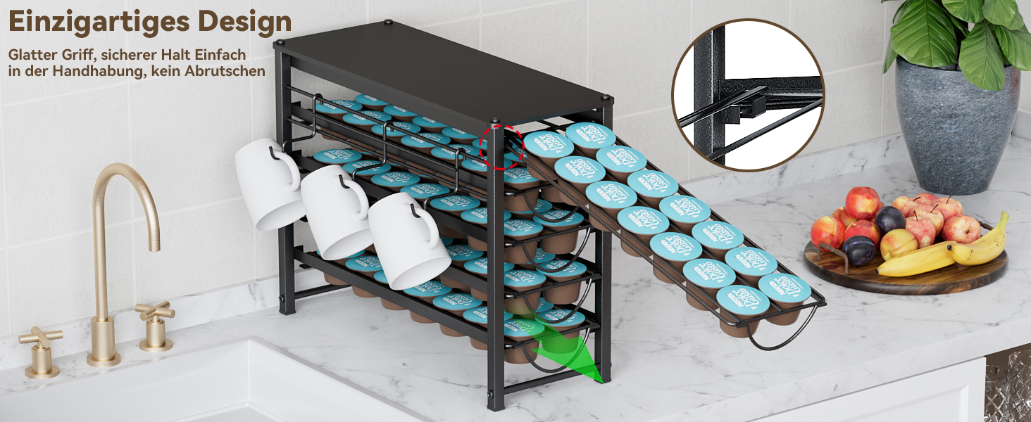 Тримач для капсул кави Dolce Gusto, органайзер для 70 капсул, 5-ярусний металевий ящик з тихими направляючими та антиковзними ніжками