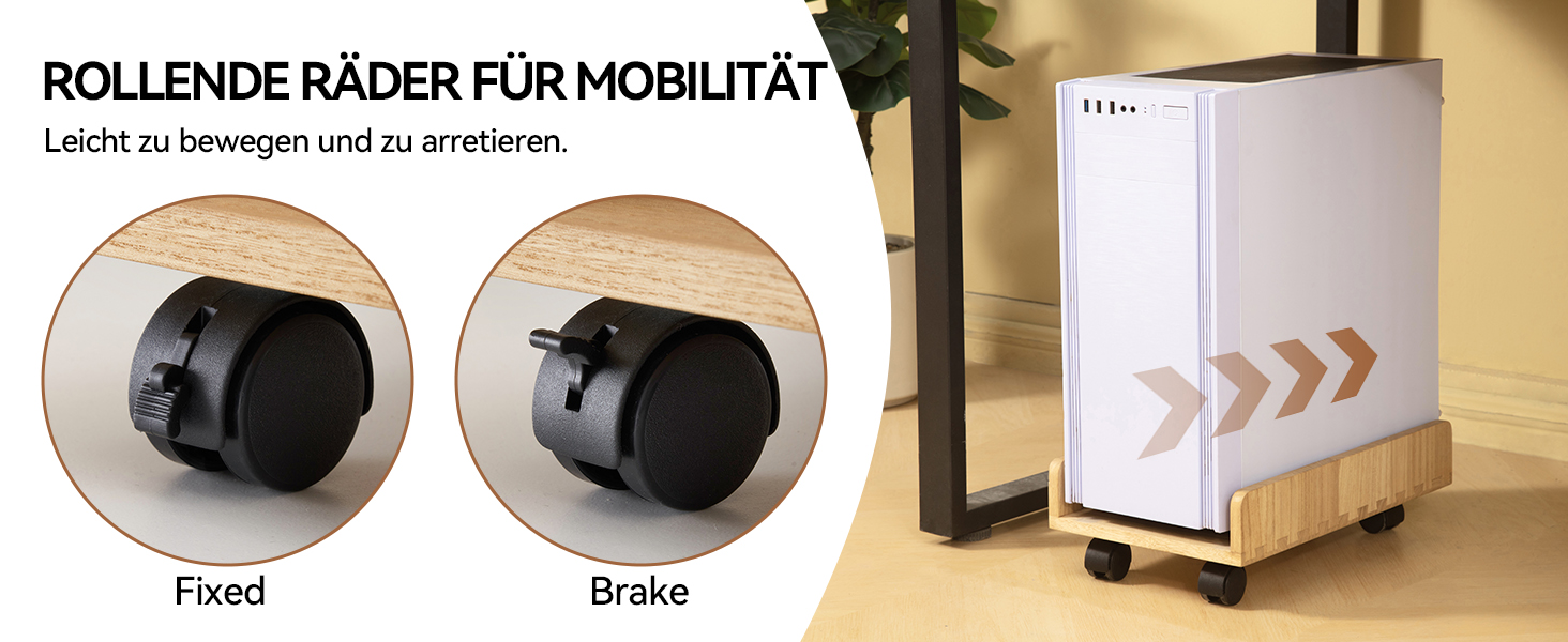 Кріплення для CPU KIRIGEN, комп'ютерний корпус ATX, мобільний стенд з колесами, натуральне дерево