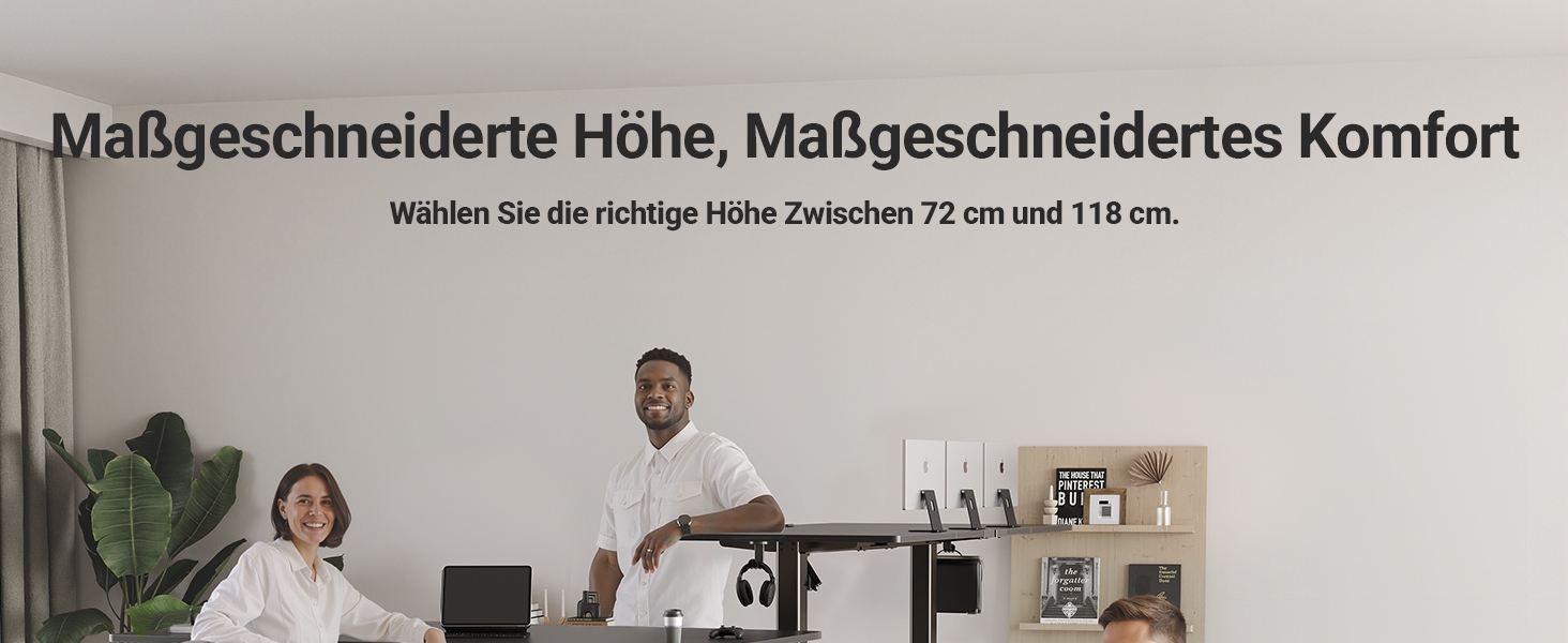 Регульований стіл Claiks 120x60 см, електричний, з пам'яттю, з гачками | Стіл для стоячи та сидячи