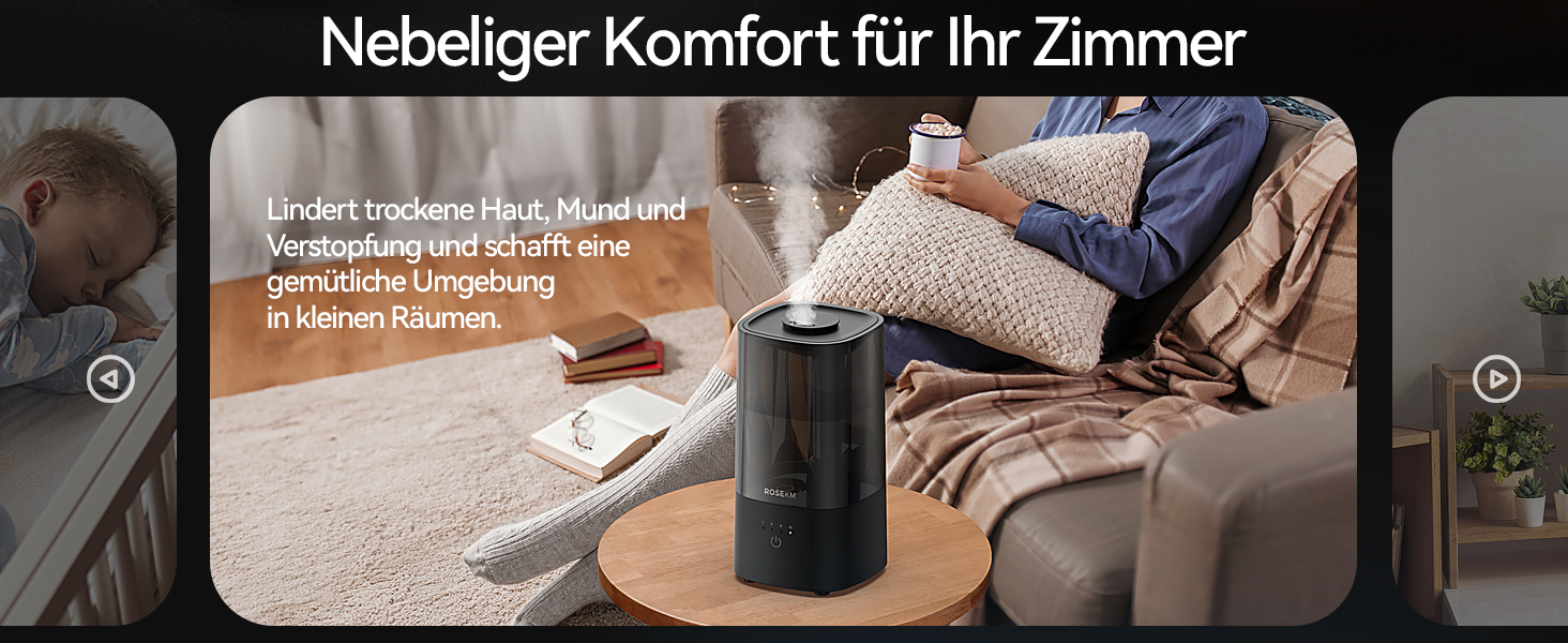 Зволожувач повітря автоматичний для спальні та великих приміщень 4.5л, з таймером, сенсором вологості, до 18 годин роботи, автовимкнення, 360° розпилення (Чорний)