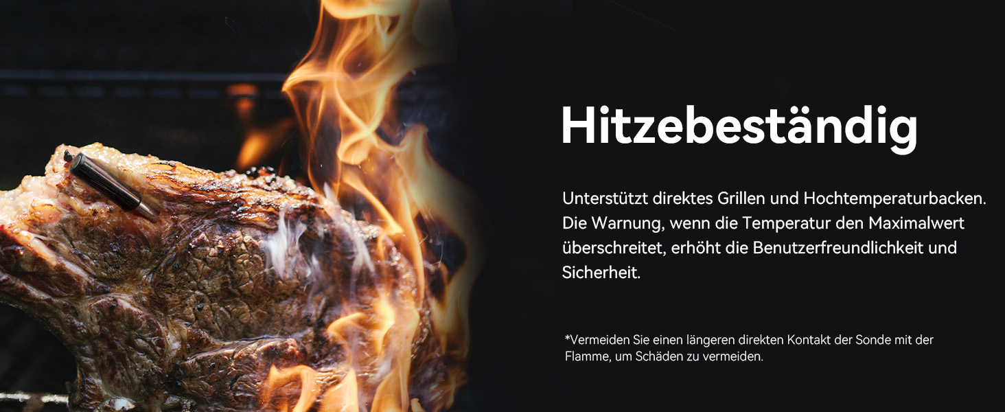 Бездротовий термометр для м'яса з Wi-Fi та Bluetooth, моніторинг через додаток, таймер та сповіщення, водонепроникний (IP67) та маслостійкий, для BBQ, духовки, гриля, кухні MMP1