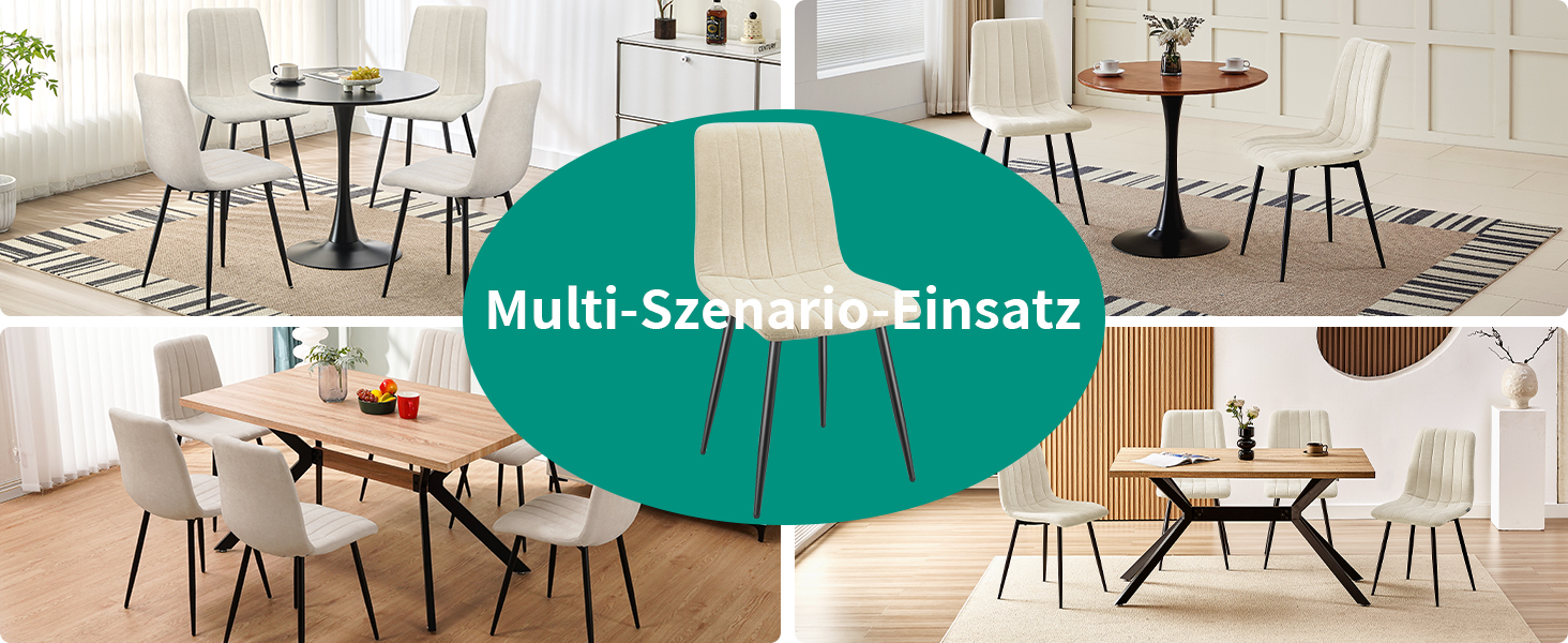 Набір обідніх стільців, м'які стільці з льоновим покриттям та чорними металевими ніжками, смугастий дизайн, для вітальні, кухні, спальні, ресепшну (2 шт., смугастий бежевий)