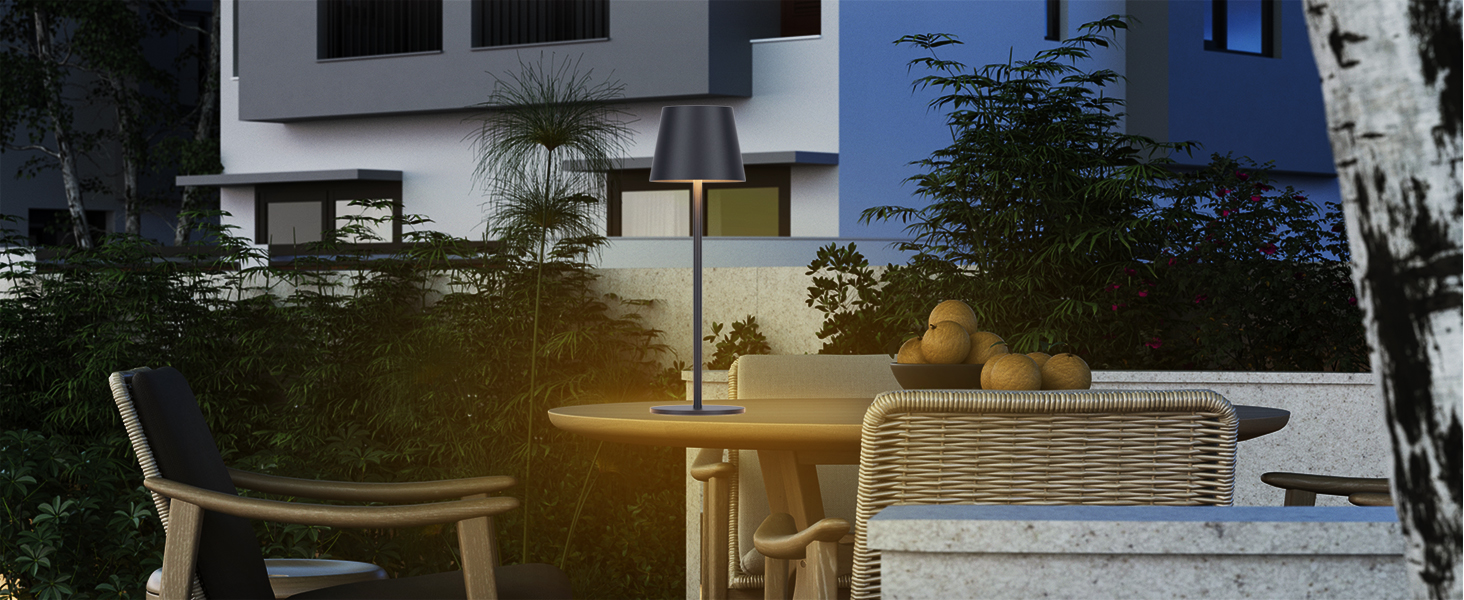 LED-лампа K-Bright: 4 шт., диммер, акумулятор, бездротова, 36.5 см, перезаряджувана, 2700K, тепле світло, USB-C, IP54, пісочний (антрацит)