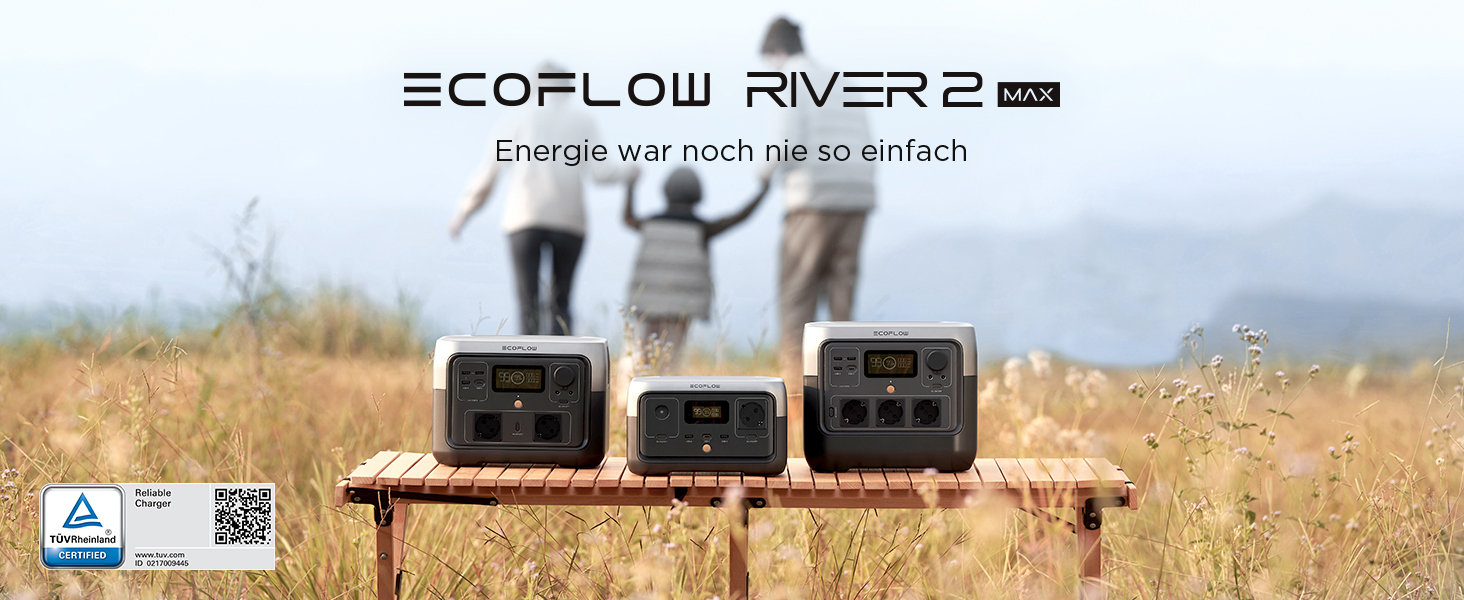 Портативна електростанція EcoFlow RIVER 2 MAX з кабелем XT60 3.5м, 512Wh, сонячний генератор LiFePO4, швидка зарядка, 1000W, для кемпінгу, резервного живлення, автодому