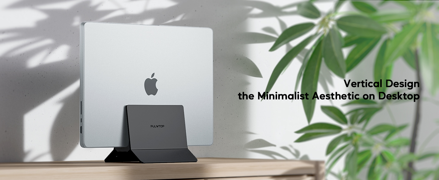 Підставка для ноутбука вертикальна, алюміній, регульована, сумісна з MacBook, iPad, Tablet, Mac mini (Чорний)