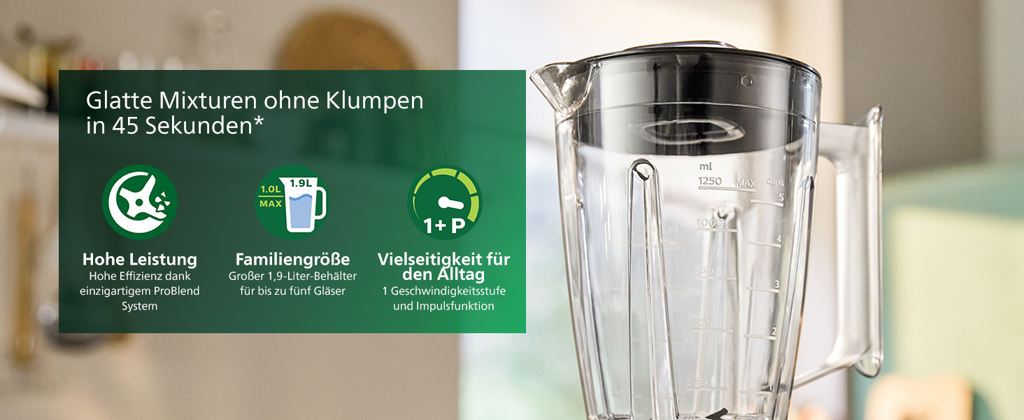 Блендер Philips HR2041/41 450 Вт, ProBlend, 1,9 л, пластикова чаша, з пляшкою, чорний
