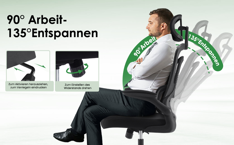 Ергономічне крісло Farini для офісу та дому: регульоване, з підголівником, сіро-біле. Ідеально для роботи за комп'ютером та home office.