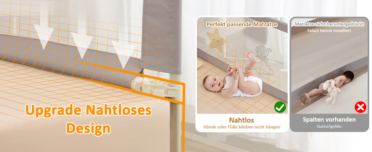 Бортики для ліжка дитячі 3 шт. (2x200 см + 1x180 см) складані, захист від випадання, малюнок - слоники