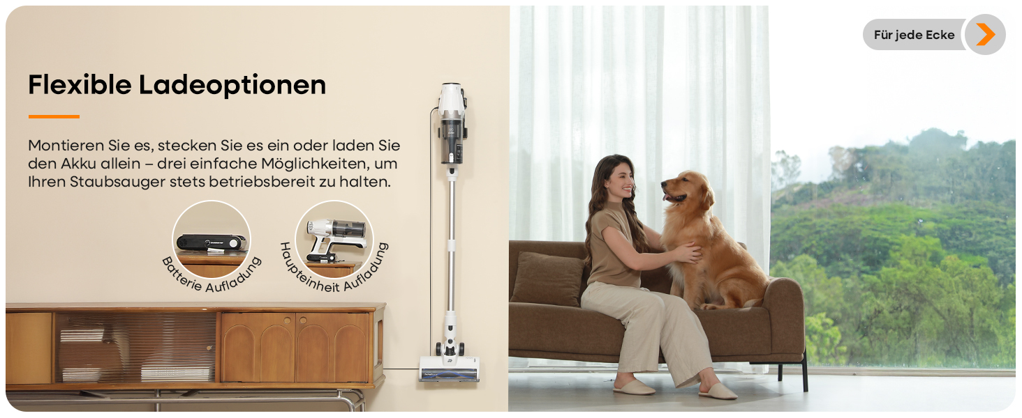 Акумуляторний пилосос ElecKeys 48000 Па, 580 Вт, 65 хв з LED дисплеєм, для підлоги, килимів та шерсті тварин, білий