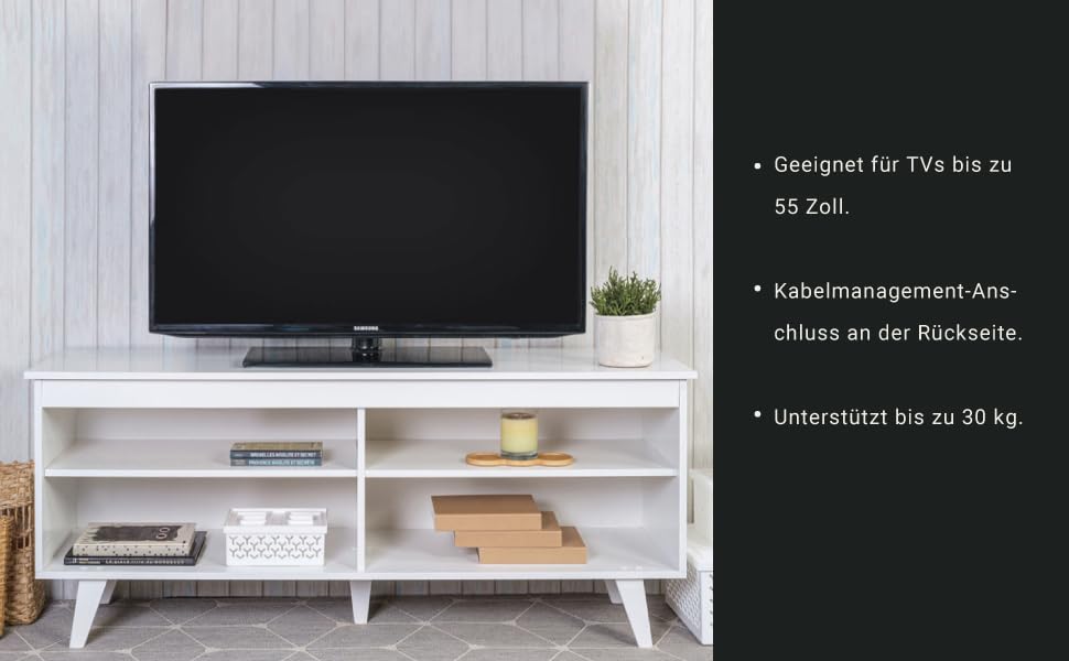 Тумба ТБ Madesa, телевізійна тумба для телевізора до 55 дюймів, для вітальні та спальні, 136 x 38 x 58 см, з дерева