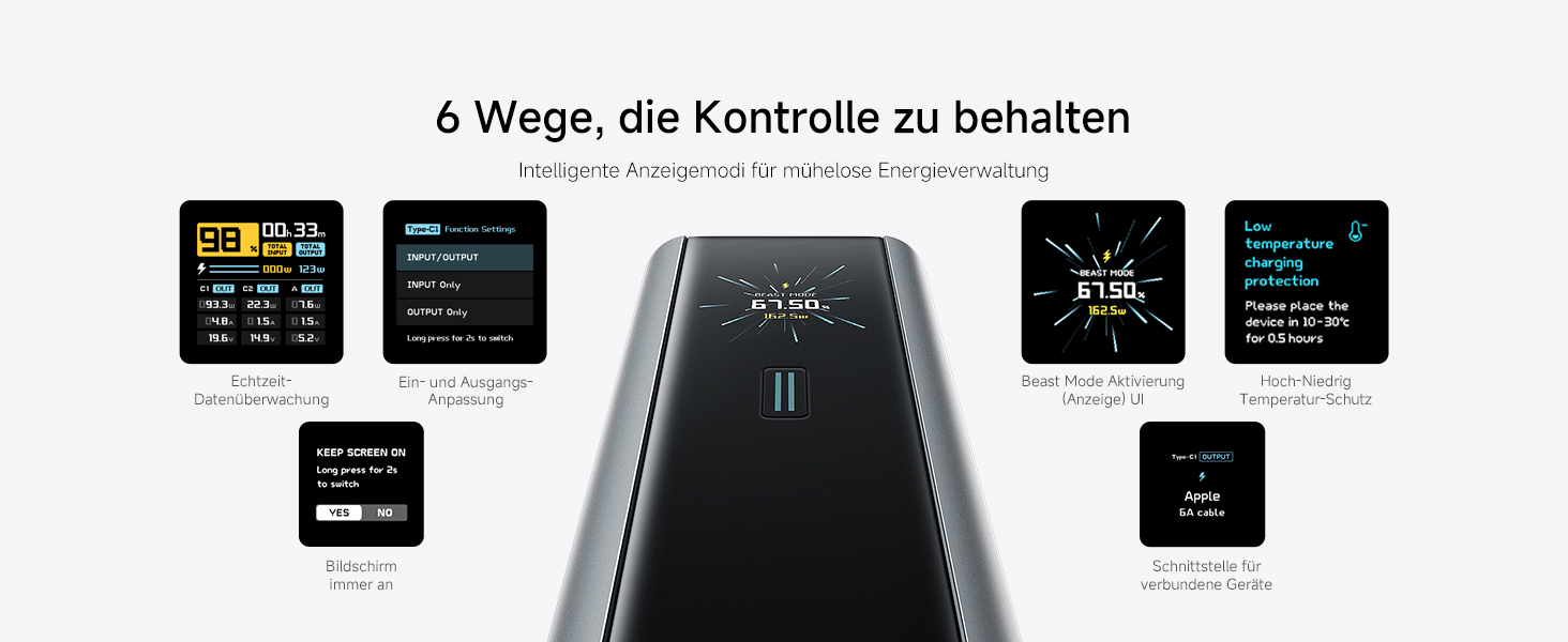 Power Bank CUKTECH 15 Ultra 20000mAh 165W з 3 портами, PD 3.1, цифровим дисплеєм. Сумісний з iPhone, MacBook, Samsung