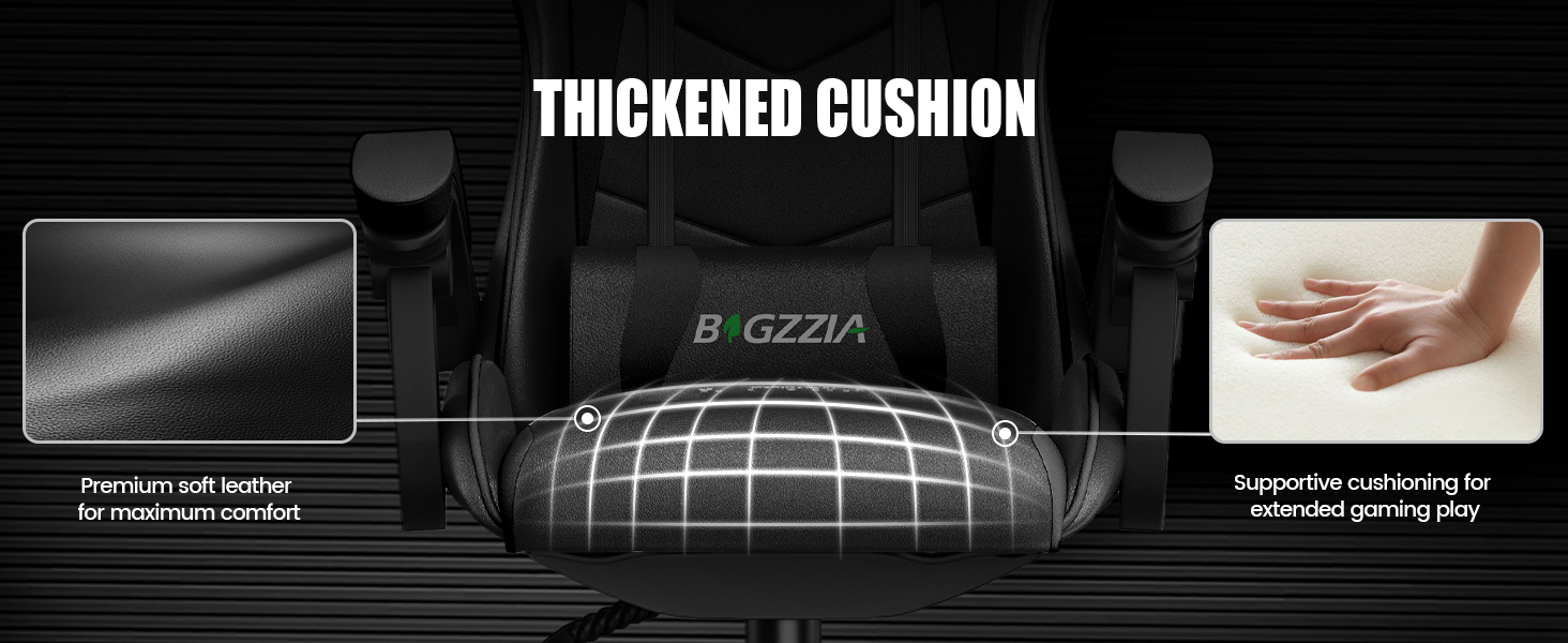 Ігровий крісло Bigzzia Ergonomiczne - Чорний, для геймерів, PC, комп'ютерне, з підголівником та підлокітниками