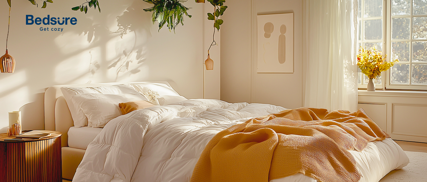 Ковдра BEDSURE 135x200 см - чотирисезонна, стегане покриття, сертифікат Oeko-Tex, білий колір, для алергіків, 300 GSM