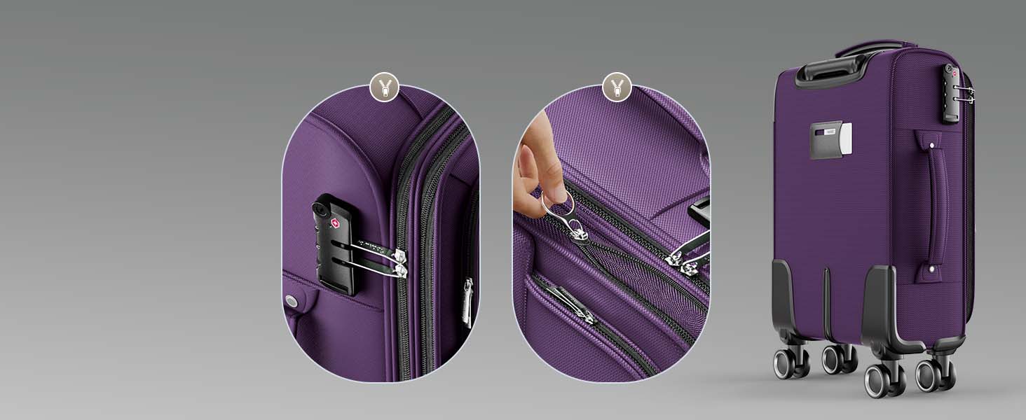 Набір валіз SHOWKOO Softshell 3 шт. (фіолетовий): 50.8, 61, 71.1 см, розширювані, з TSA-замком