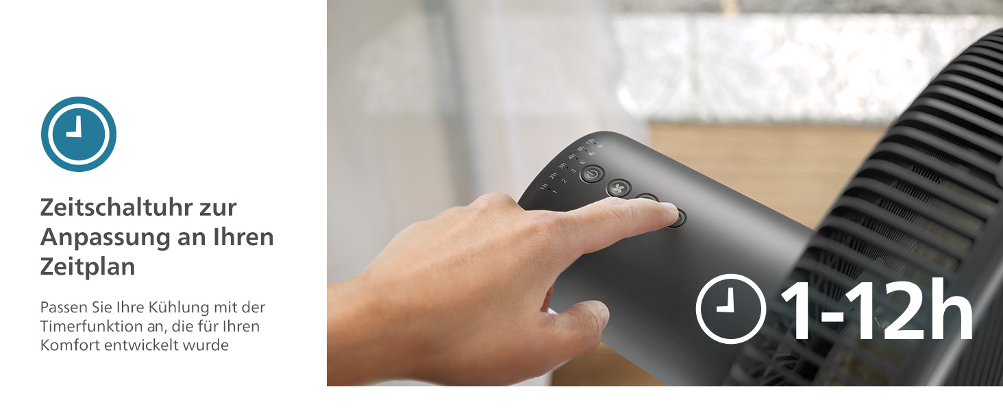 Вентилятор підлоговий Philips Series 5000 CX5535/11 з пультом, таймером, 3 швидкостями, 40 Вт, чорний