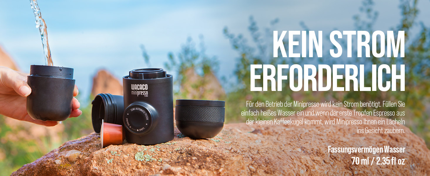 WACACO Minipresso NS2 - портативна кавомашина для капсул Nespresso та NS, чорна