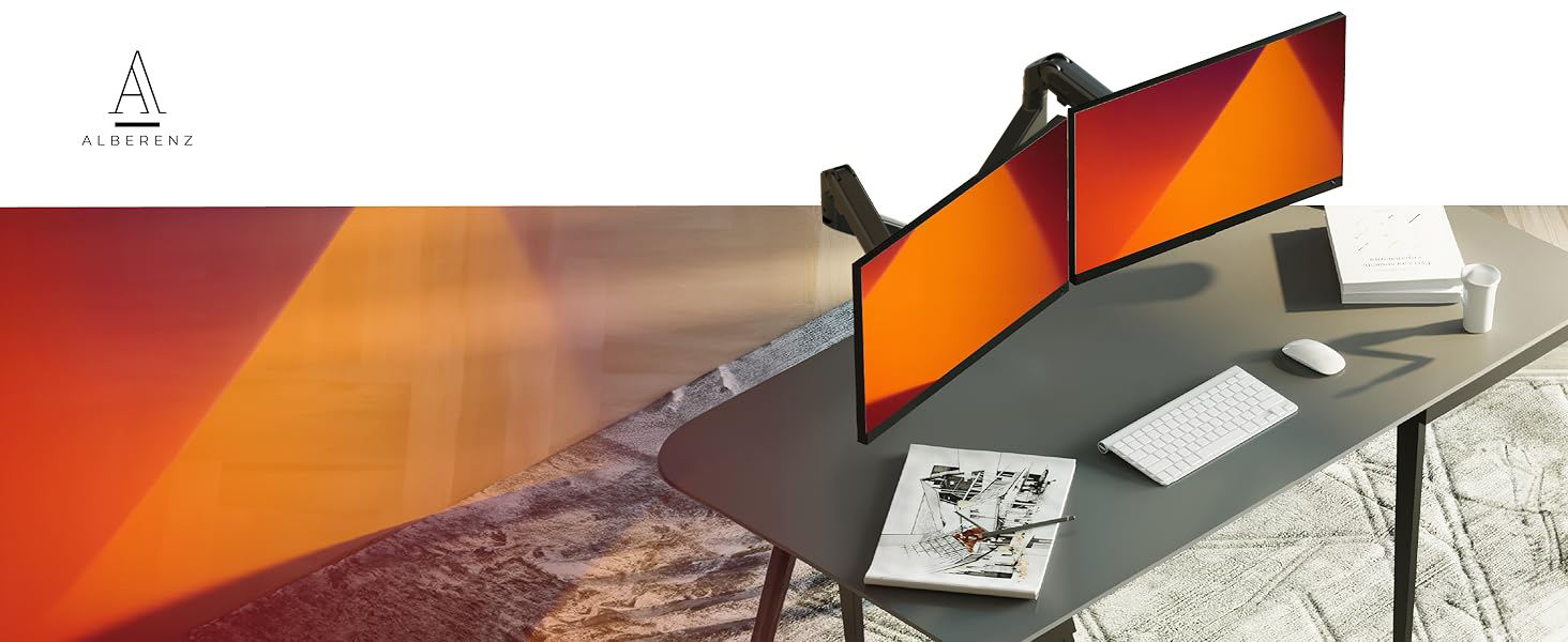 Підставка для двох моніторів Alberenz® з газовою пружиною, регульована, 17-27